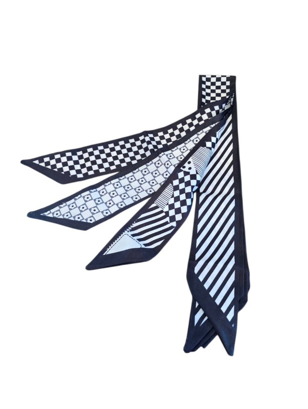 Satin Black White Geometric Print Twillys 4 Pack